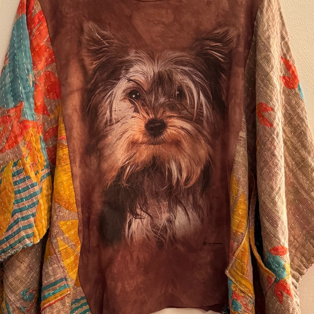 Brown Dog Print Poncho Top - Women - Picture 3 of 7